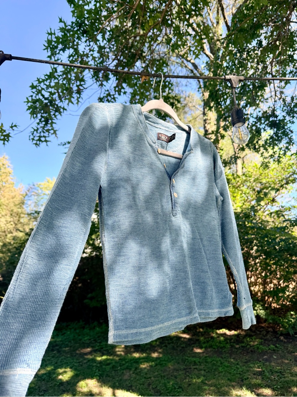 RRL Blue Long-Sleeve Henley. Size 2